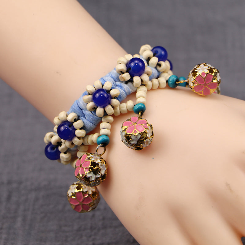 Ethnic style fashion versatile cloth bell bracelet dance female wrist bracelet hand jewelry