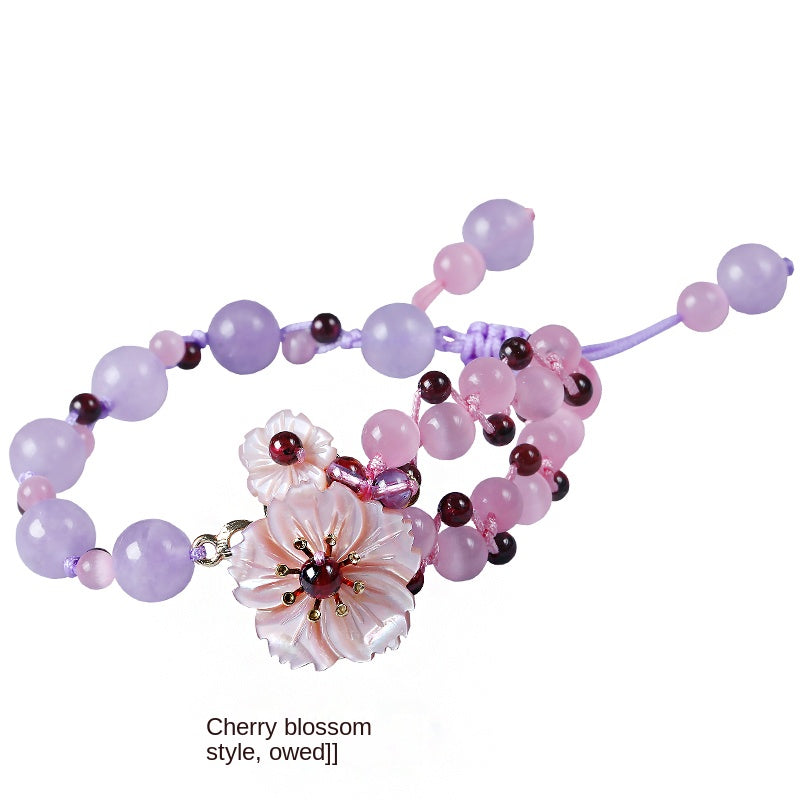 Natural Crystal Bracelet Ancient Style Small Fresh Hand Rope Ethnic Style Beaded Strings Accessories Bracelet