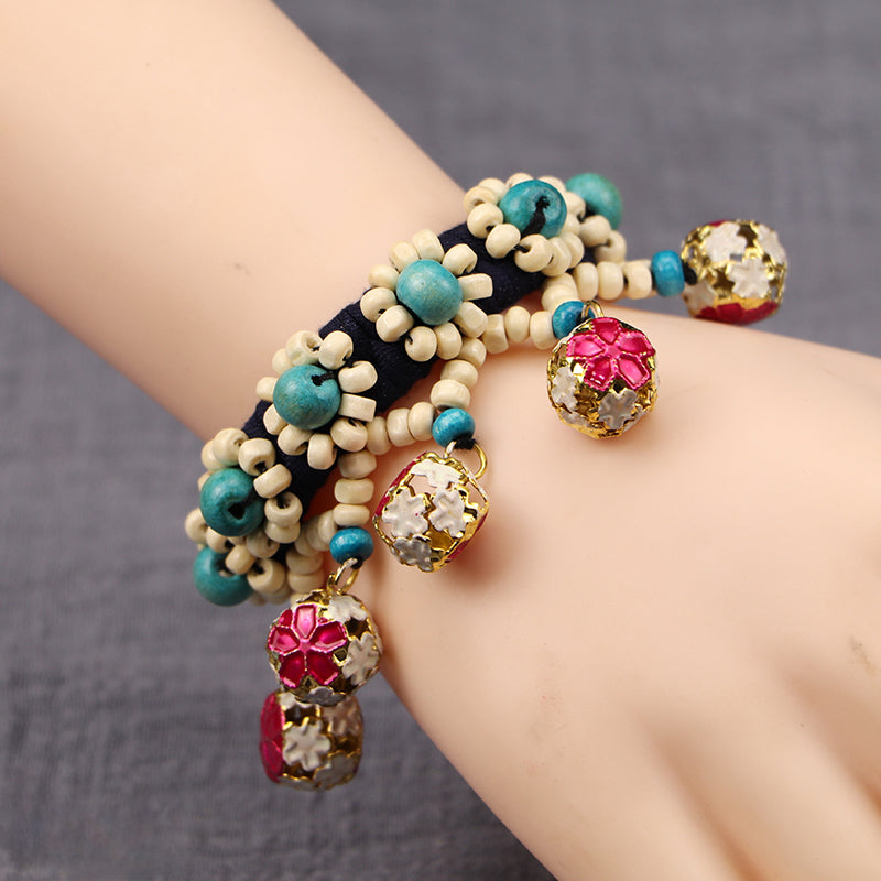 Ethnic style fashion versatile cloth bell bracelet dance female wrist bracelet hand jewelry