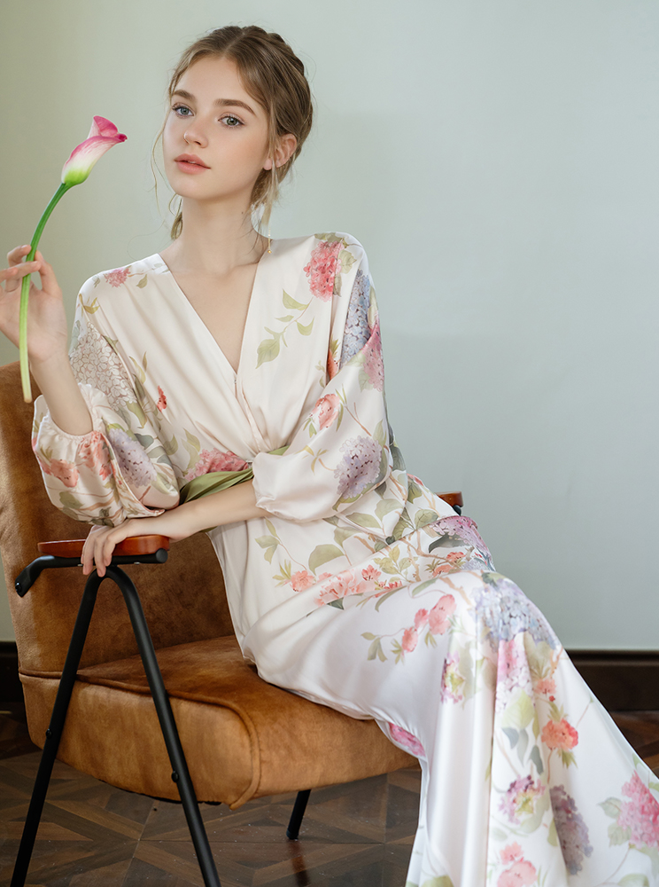French Waist Printed Temperament Dress Wedding Morning Gowns