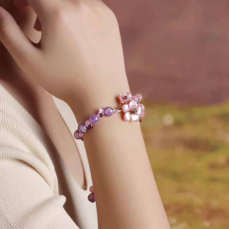 Natural Crystal Bracelet Ancient Style Small Fresh Hand Rope Ethnic Style Beaded Strings Accessories Bracelet