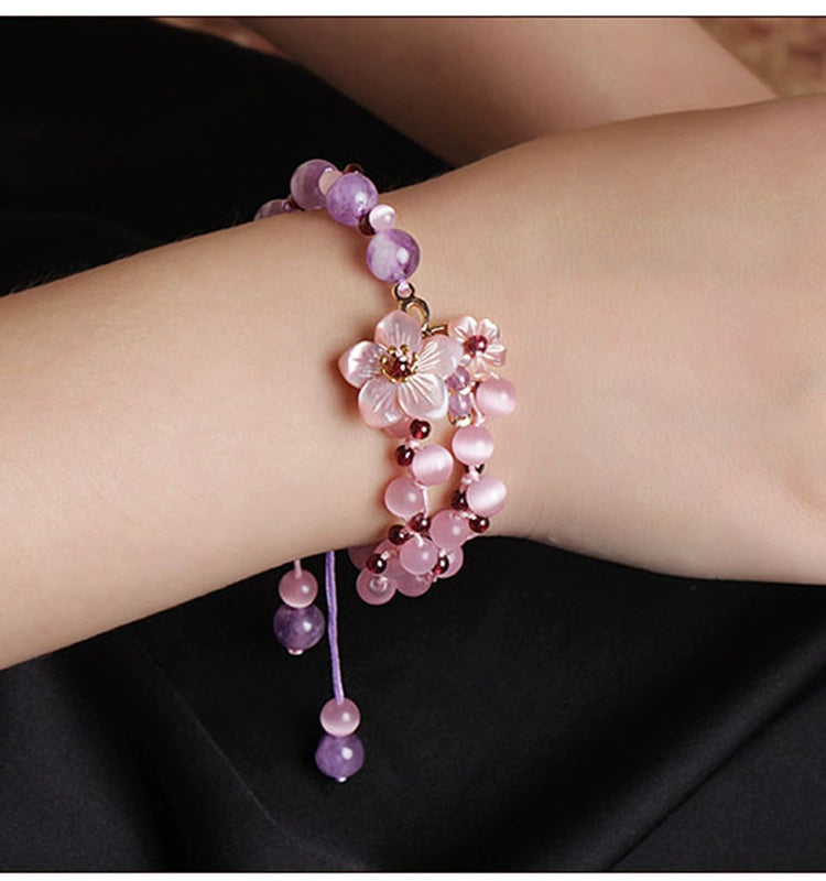 Natural Crystal Bracelet Ancient Style Small Fresh Hand Rope Ethnic Style Beaded Strings Accessories Bracelet