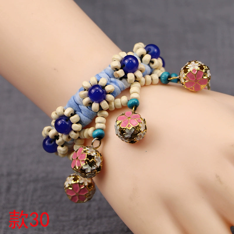 Ethnic style fashion versatile cloth bell bracelet dance female wrist bracelet hand jewelry
