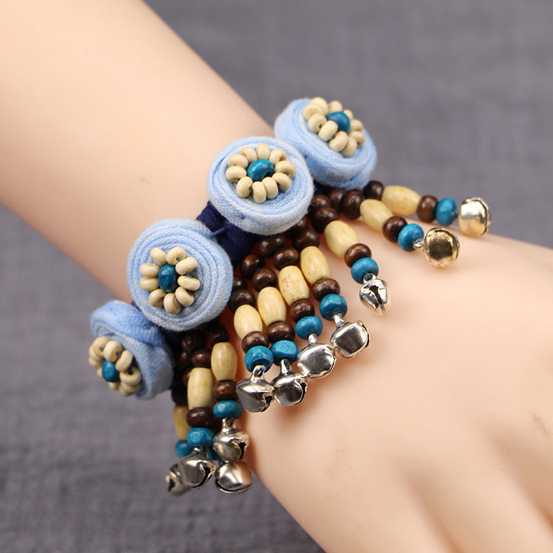 Ethnic style fashion versatile cloth bell bracelet dance female wrist bracelet hand jewelry