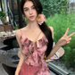 Women's ruffled halter dress knitted cardigan two-piece summer microfat floral holiday dresses