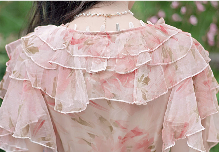Niche Design Light Luxury Resort Dress Women's 2023 New Floral Tie Waist Fairy Beach Dress