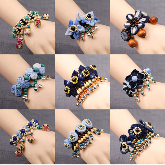 Ethnic style fashion versatile cloth bell bracelet dance female wrist bracelet hand jewelry