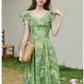 Exquisite V-neck dress female summer new chic absolutely beautiful waist thin long skirt