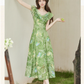 Exquisite V-neck dress female summer new chic absolutely beautiful waist thin long skirt