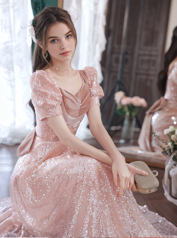 Pink Evening Dresses Banquet High-end Engagement Host Party Birthday Evening Dresses