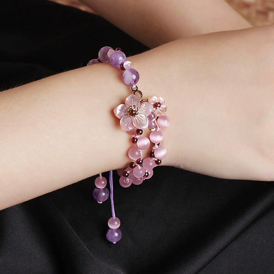 Natural Crystal Bracelet Ancient Style Small Fresh Hand Rope Ethnic Style Beaded Strings Accessories Bracelet
