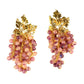 Vintage Chinese antique copper gold-plated earrings purple grape long luxury exquisite hand-beaded personalized earrings