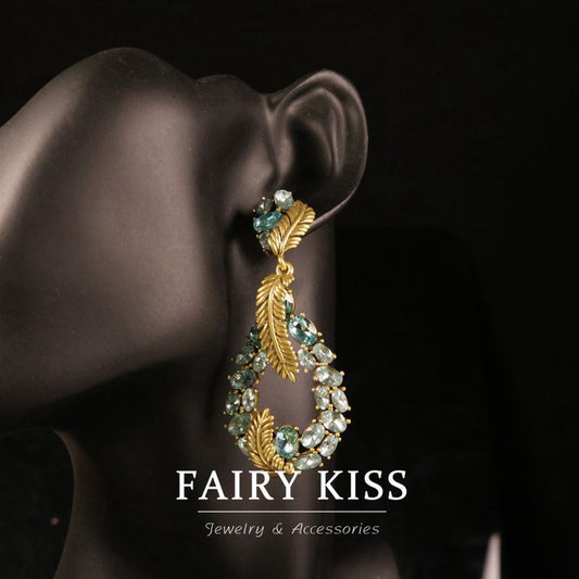 Feather fresh temperament copper alloy pave full of diamonds exquisite small earrings light luxury senior sense of earrings