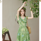 Exquisite V-neck dress female summer new chic absolutely beautiful waist thin long skirt